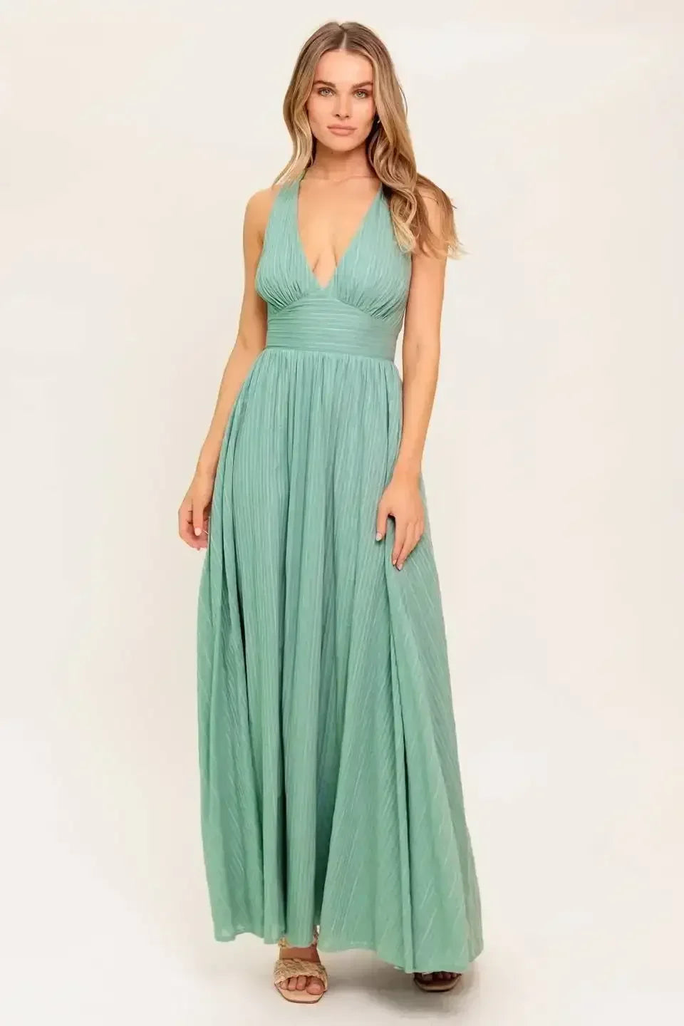 SUNSHINE ON MY MIND SAGE CROSS BACK MAXI DRESS