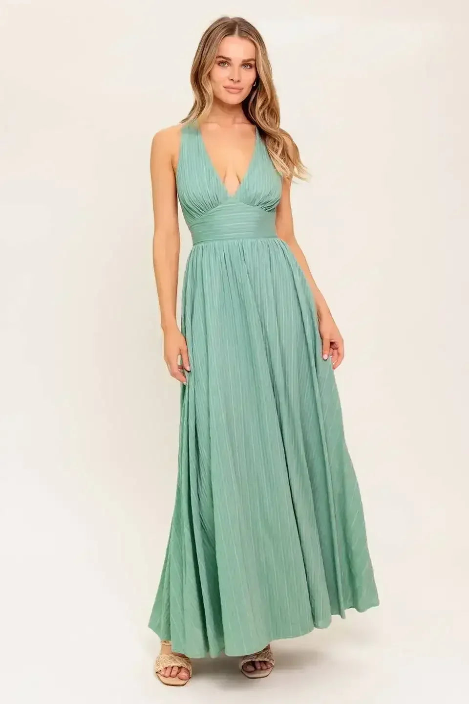 SUNSHINE ON MY MIND SAGE CROSS BACK MAXI DRESS