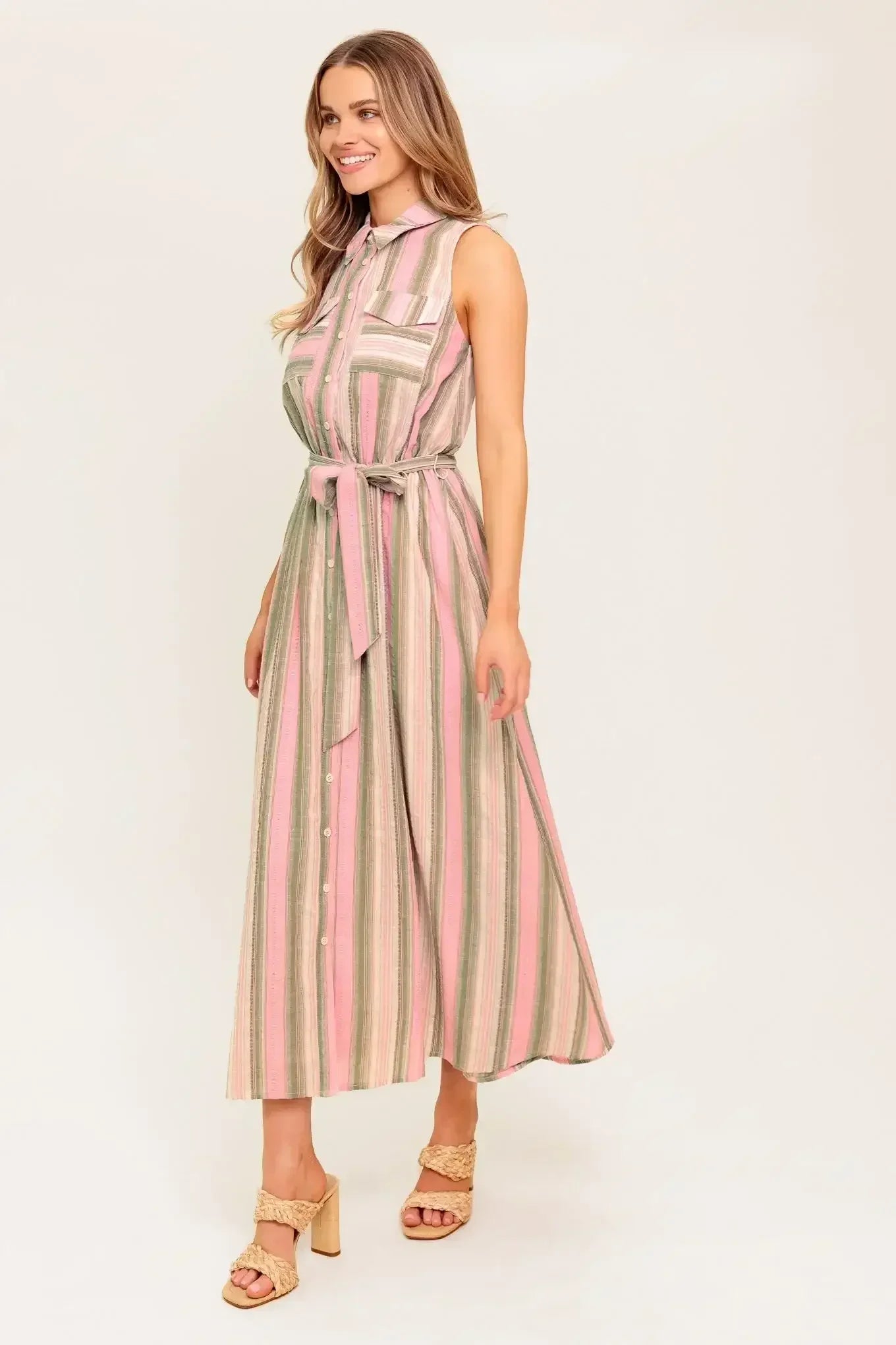 WINDSWEPT FIELDS MIDI DRESS - OLIVE