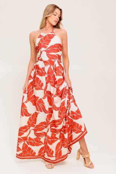 MARLEY MAXI DRESS - TROPICAL HALTER MAXI- FINAL SALE