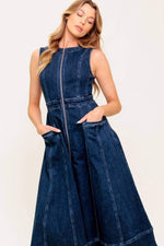RAW BEAUTY - INDIGO SLEEVELESS DENIM DRESS