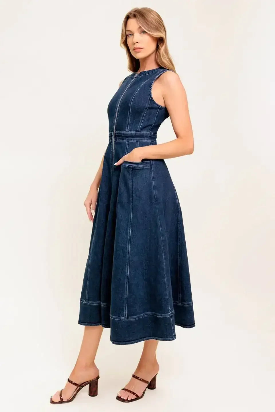 RAW BEAUTY - INDIGO SLEEVELESS DENIM DRESS