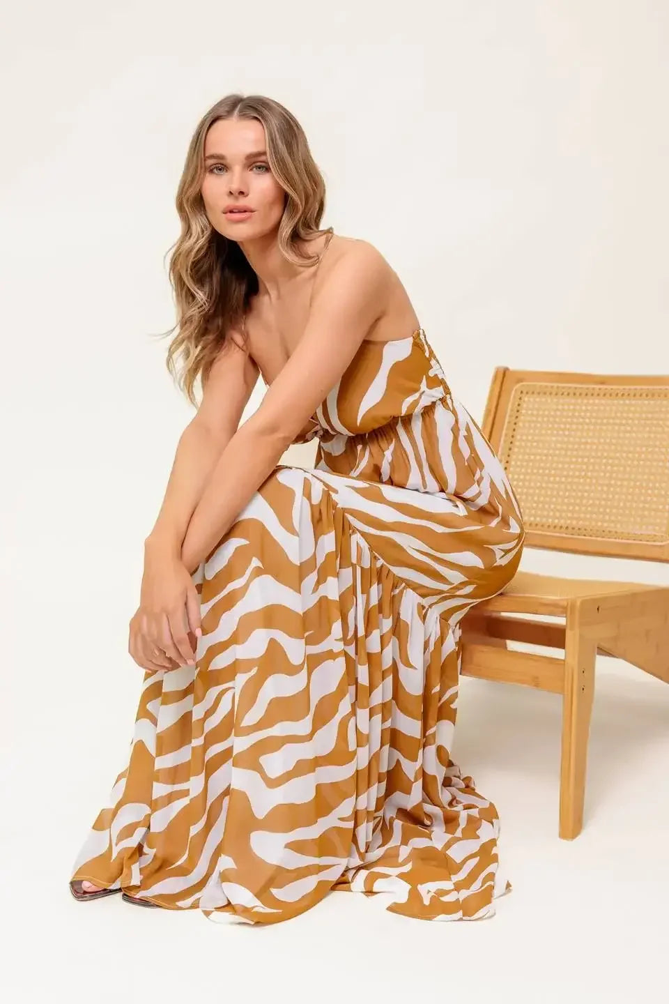 CAMMIE ZEBRA PRINT MAXI DRESS