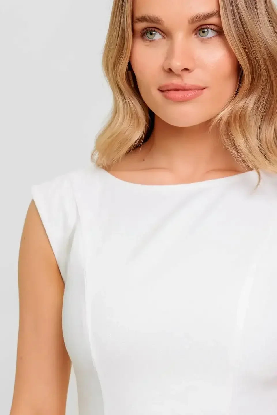 LISETTE WHITE DENIM MIDI DRESS