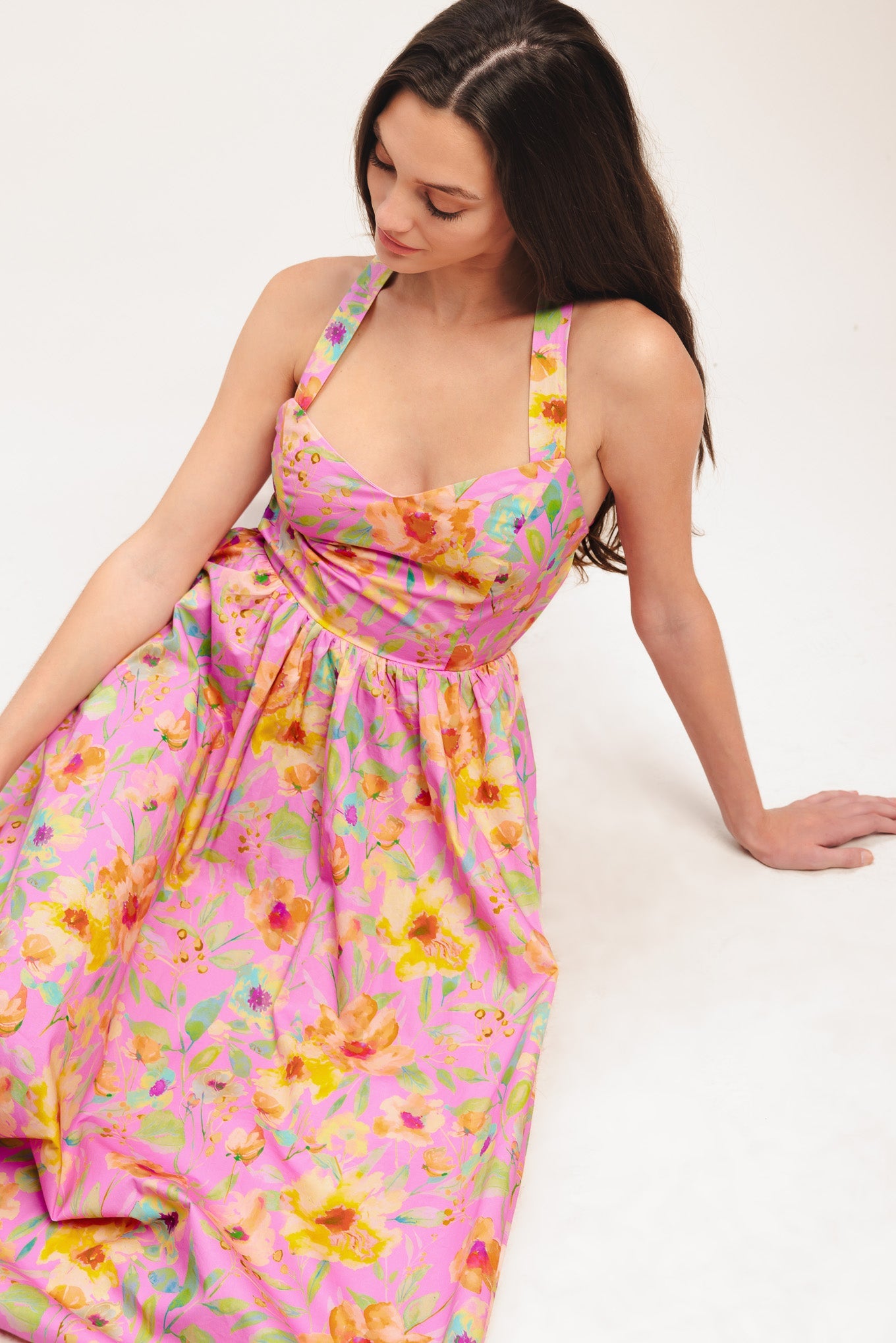 Lady Black Tie - Rosy Daydream Pink Floral Midi Dress - Size M Lady Black Tie - Rosy Daydream Pink Floral Midi Dress - Size M