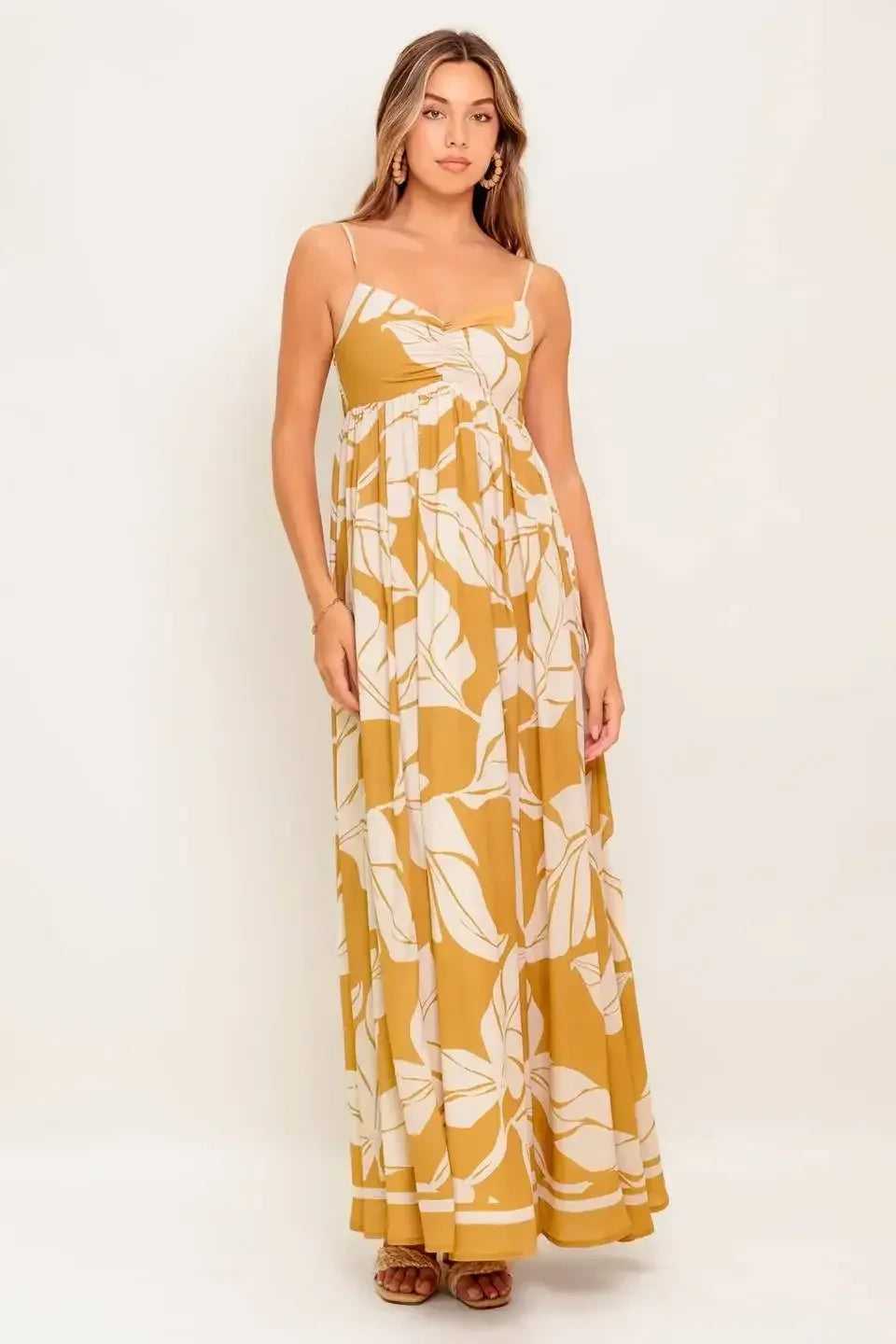 LEAF PRINT SUMMER MAXI DRESS
