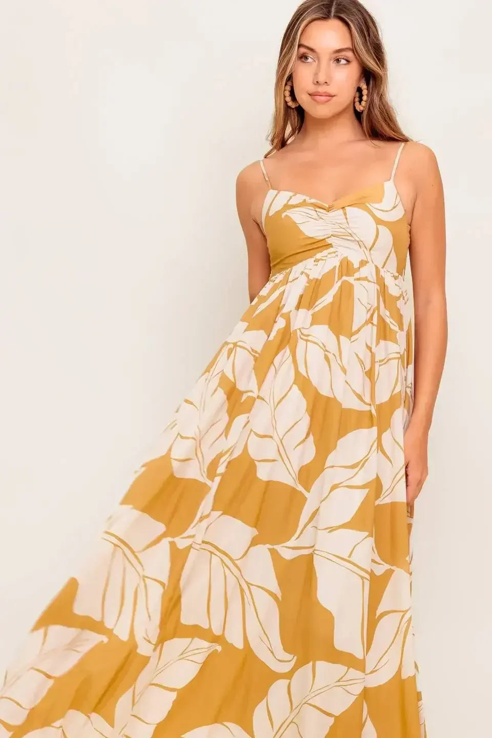 LEAF PRINT SUMMER MAXI DRESS