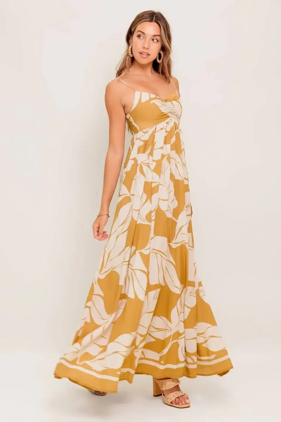 LEAF PRINT SUMMER MAXI DRESS