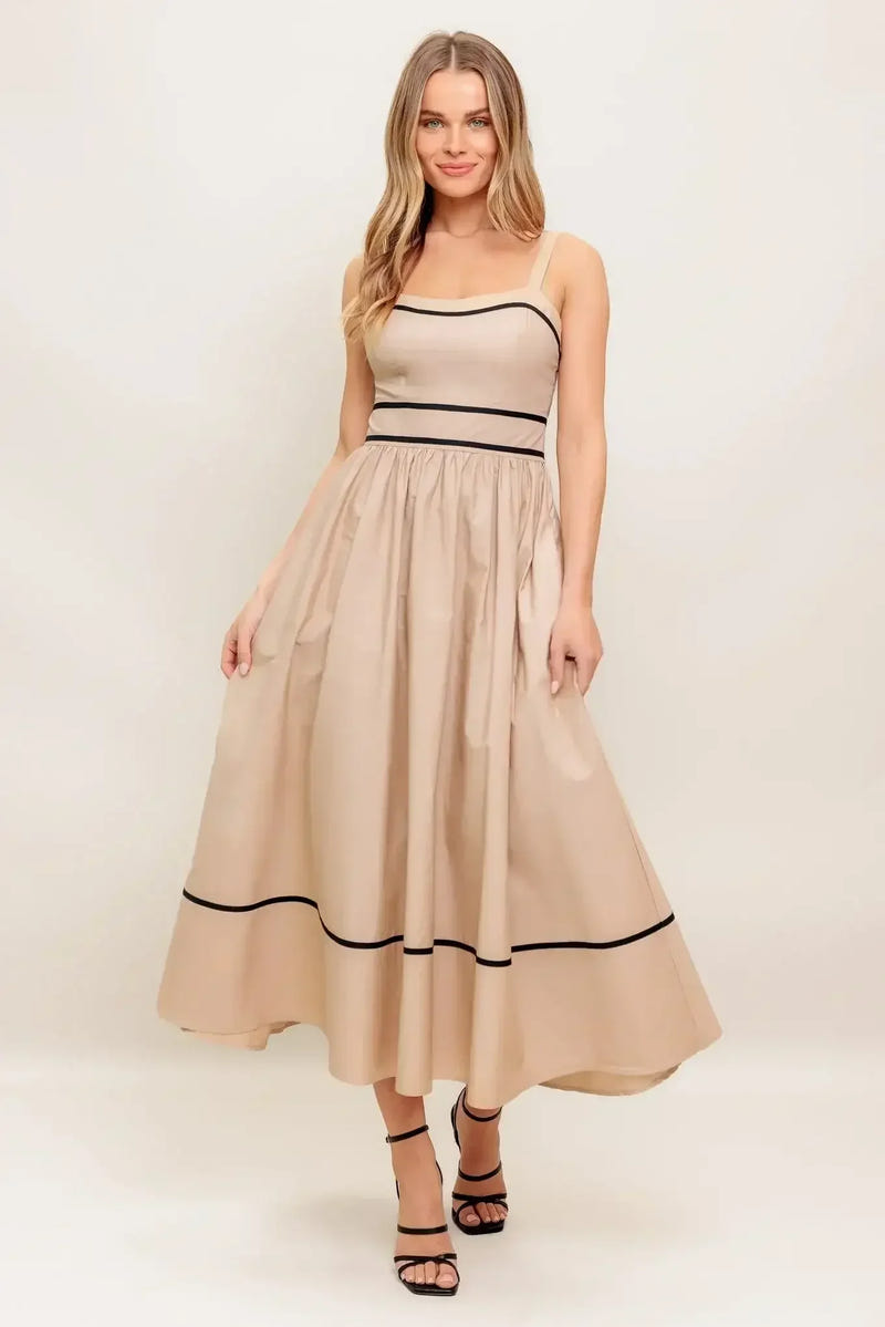 QUEENY MIDI DRESS - TAUPE
