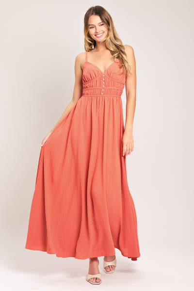 CORAL BLOSSOM MAXI DRESS - FINAL SALE