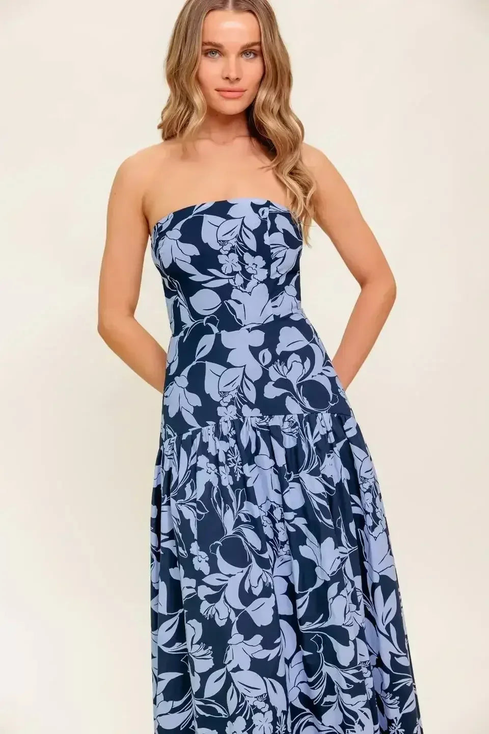 SMILES ARE CONTAGIOUS MIDI DRESS - NAVY BLUE