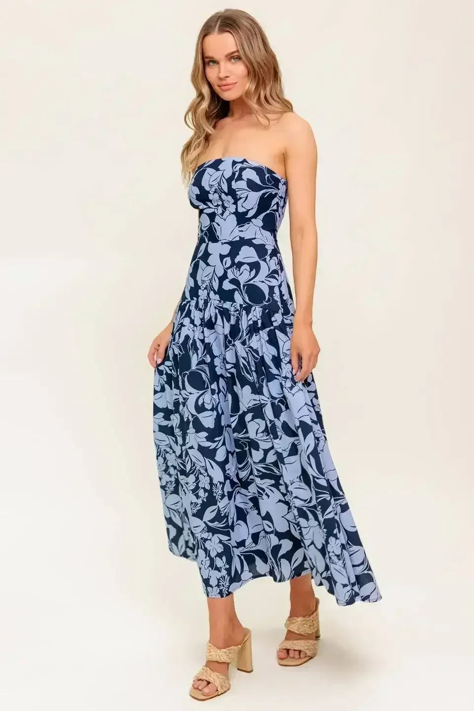 SMILES ARE CONTAGIOUS MIDI DRESS - NAVY BLUE