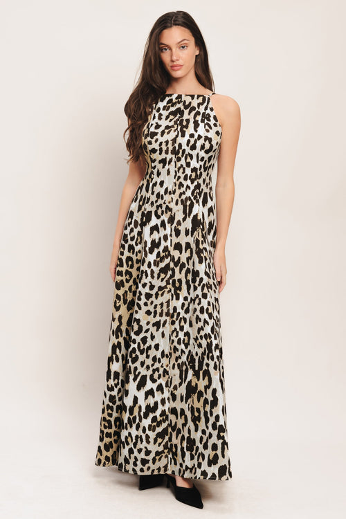 SAVAGE ELEGANCE ANIMAL PRINT MAXI DRESS