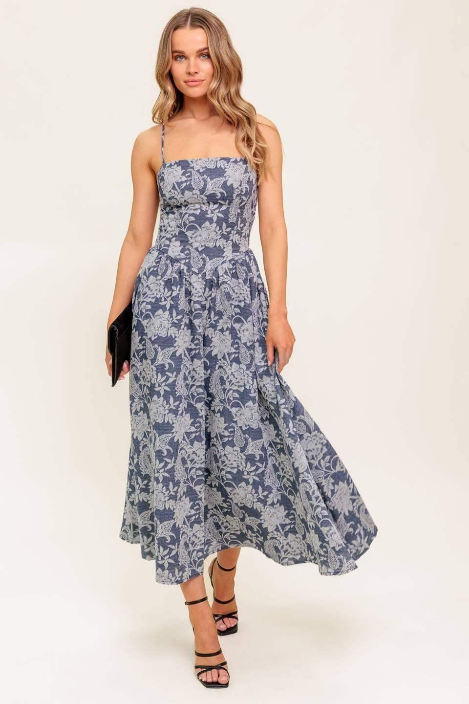 ORDINARY IS OVERRATED DENIM BLUE MIDI DRESS