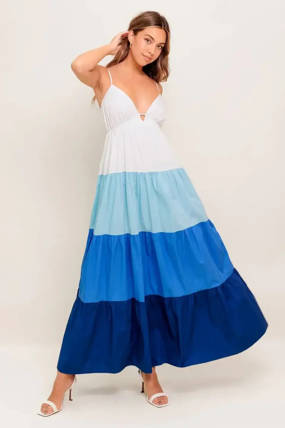 CRUISE MODE MIDI DRESS - BLUE COLOR BLOCK