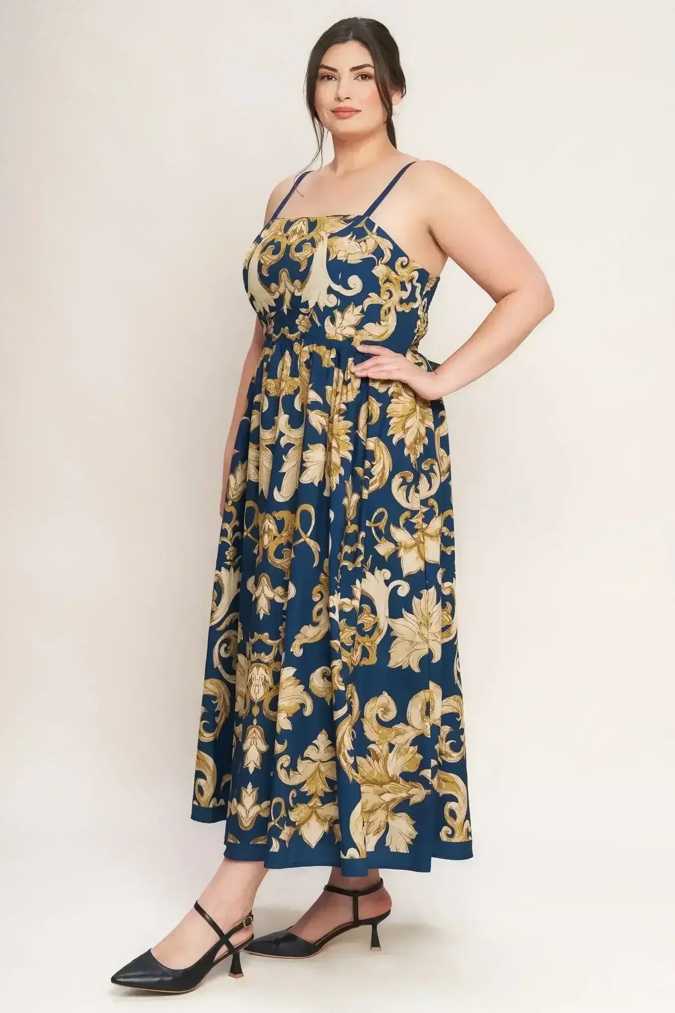IMPERIAL BLOOM BLUE MIDI DRESS