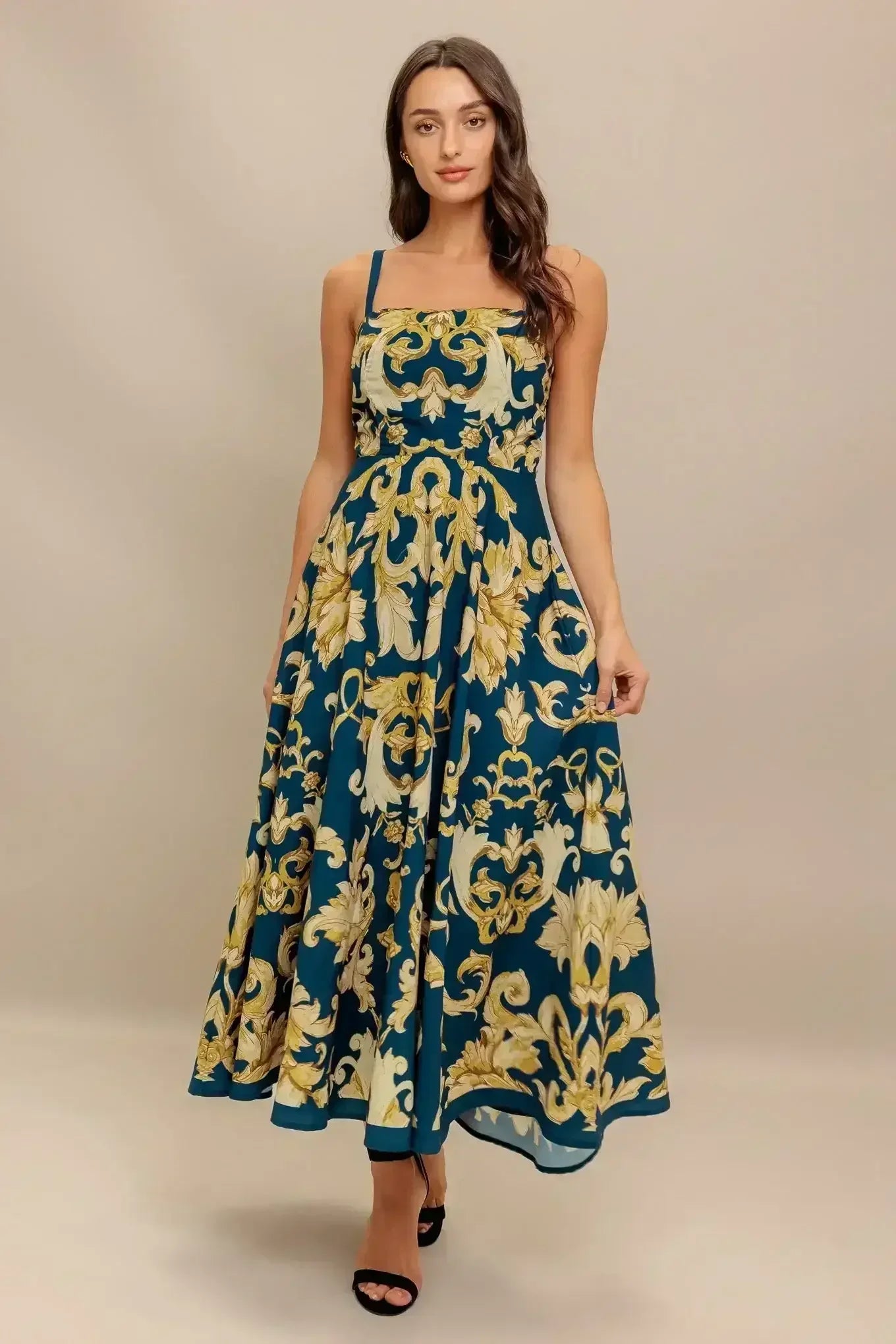 IMPERIAL BLOOM BLUE MIDI DRESS