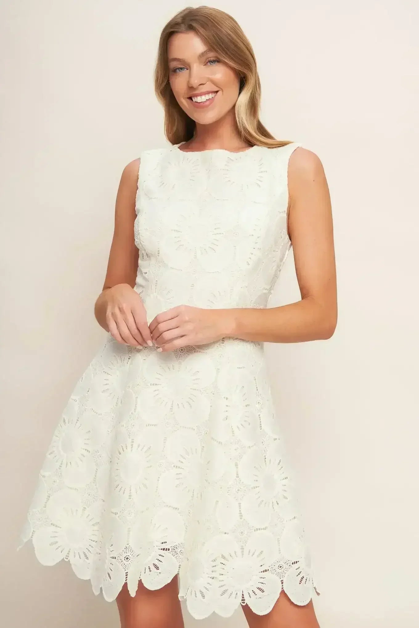 AUTUMN BLOOM VINTAGE IVORY LACE MINI DRESS - VINTAGE IVORY - FINAL SALE