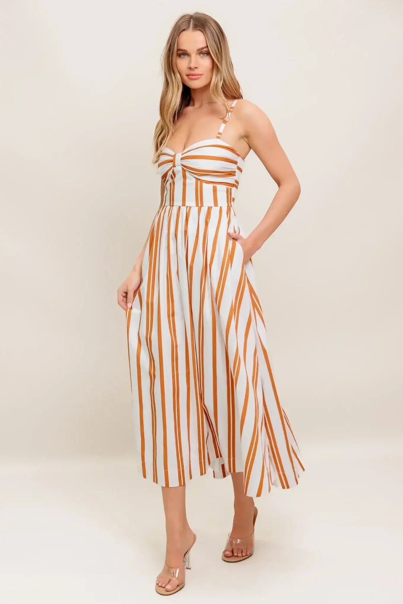 MARIGOLD MIDI DRESS - SWEETHEART STRIPED DRESS