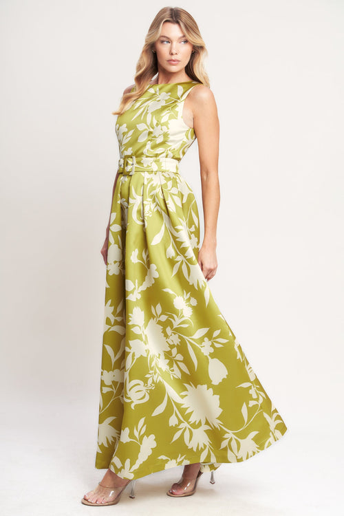 LIME FLORAL MAXI DRESS
