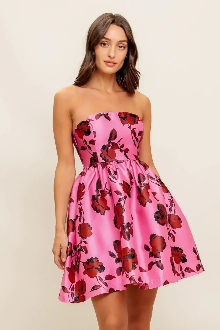 WAVERLY MINI DRESS - PINK FLORAL