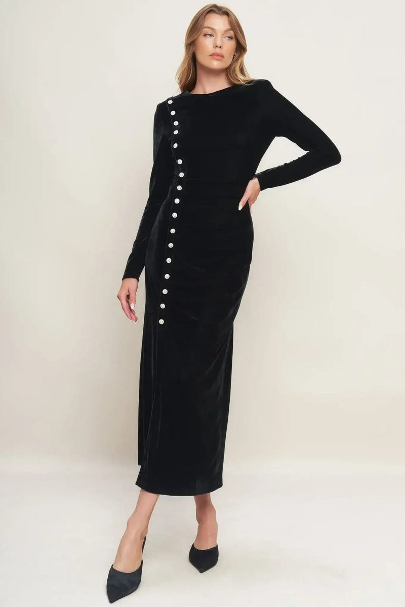 URBAN EMPRESS VELVET MIDI DRESS
