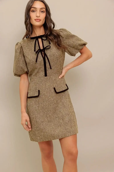 MADEMOISELLE MODE TWEED MINI DRESS