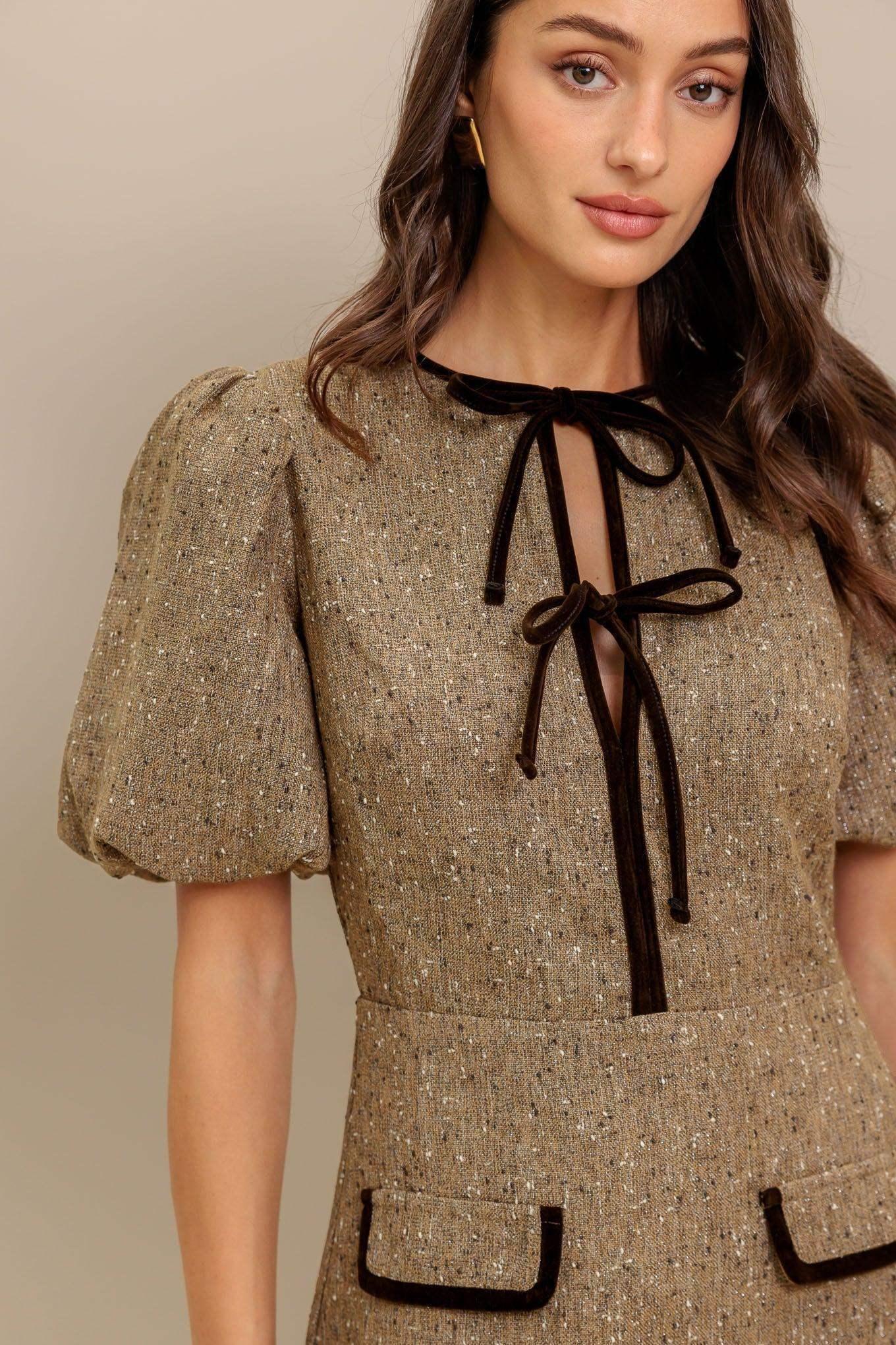 MADEMOISELLE MODE TWEED MINI DRESS