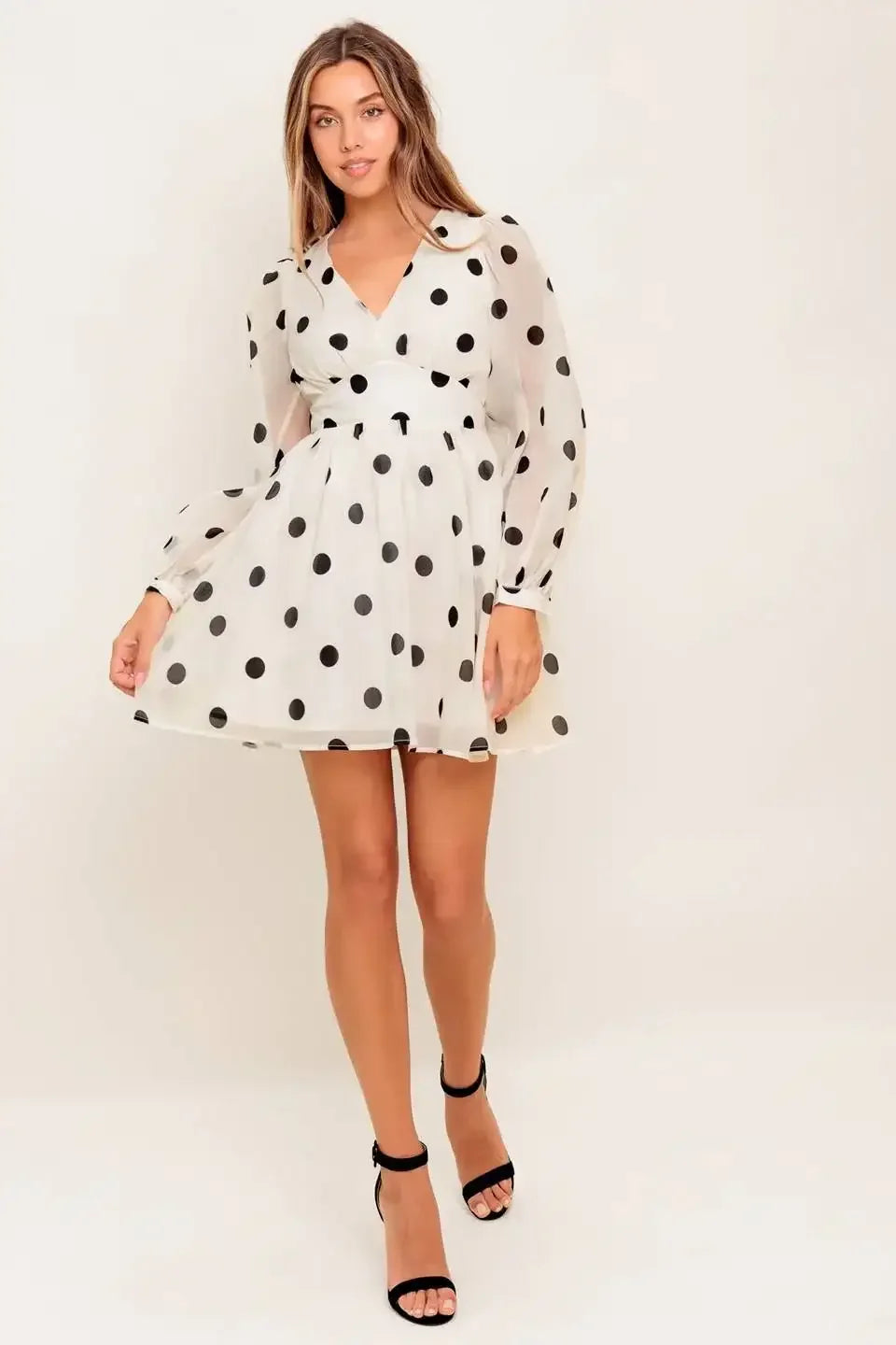 SARA MINI DRESS - DOTTED CHIFFON DRESS