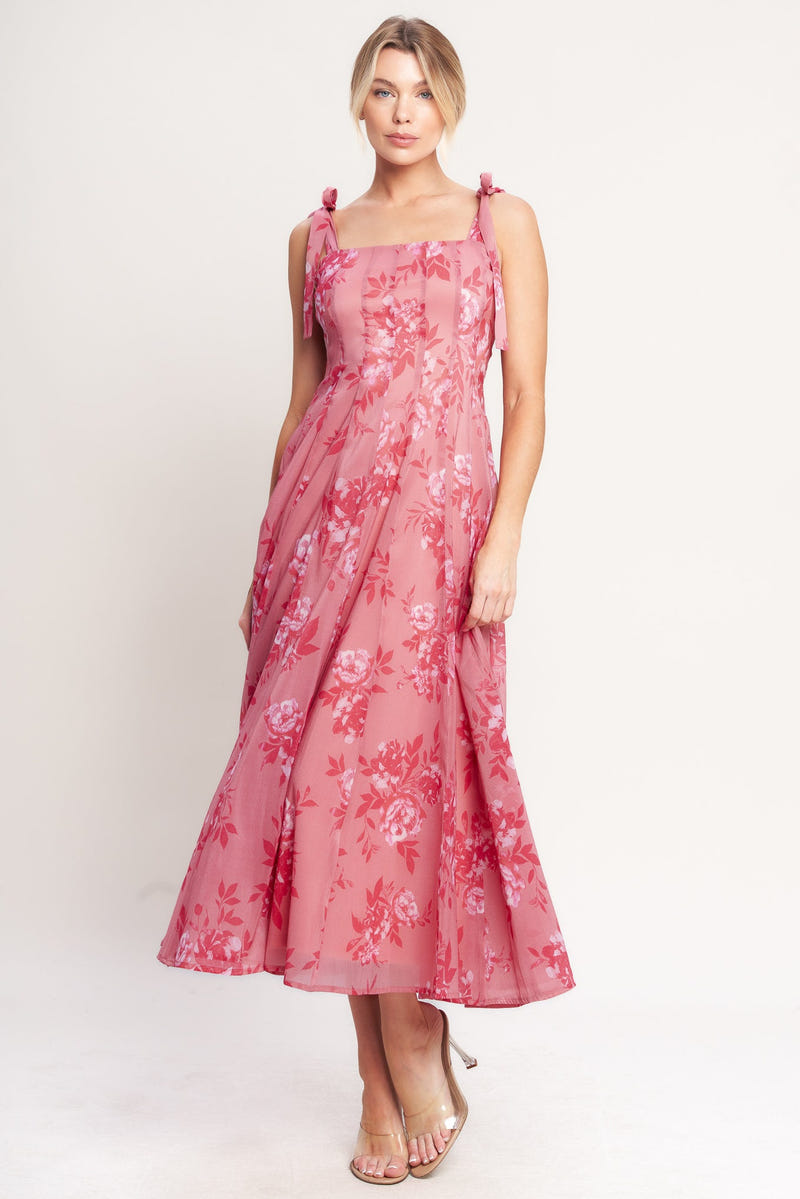 ROMANTIC CANOPY PINK MIDI DRESS