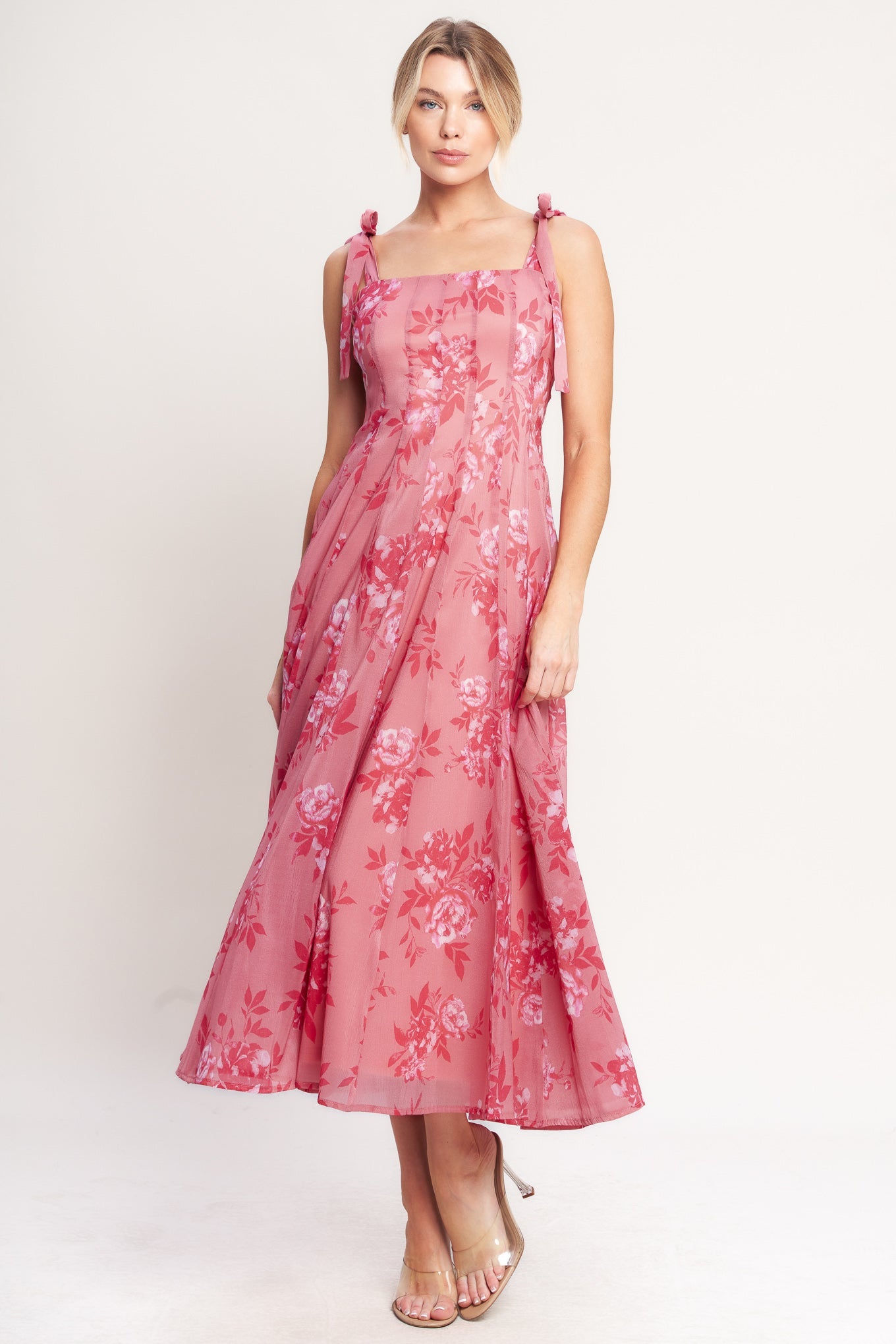 romantic midi dress Asymmetric One-Shoulder Midi Dress with Floral Waist Detail
