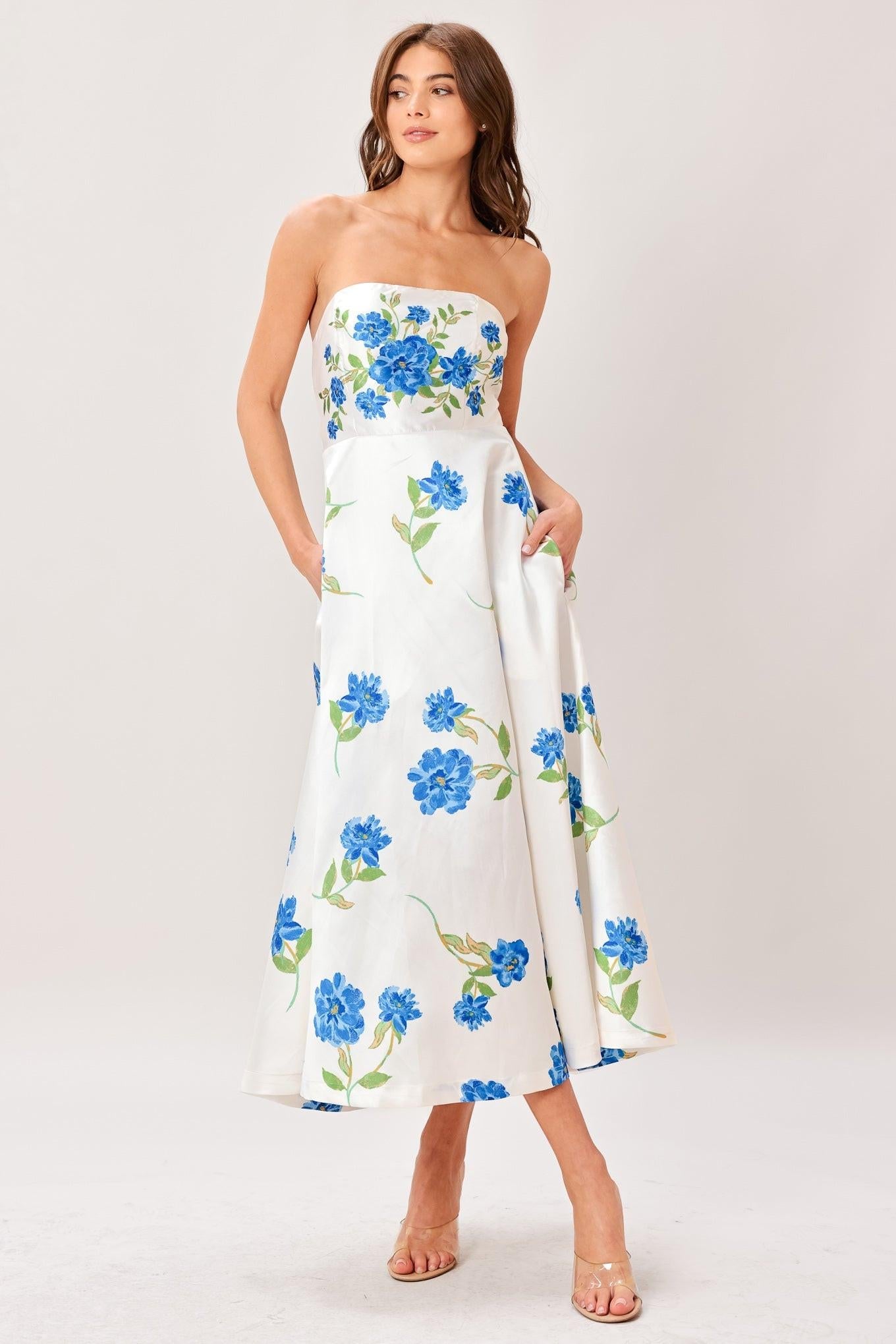 GARDEN MUSE FLORAL MIDI DRESS