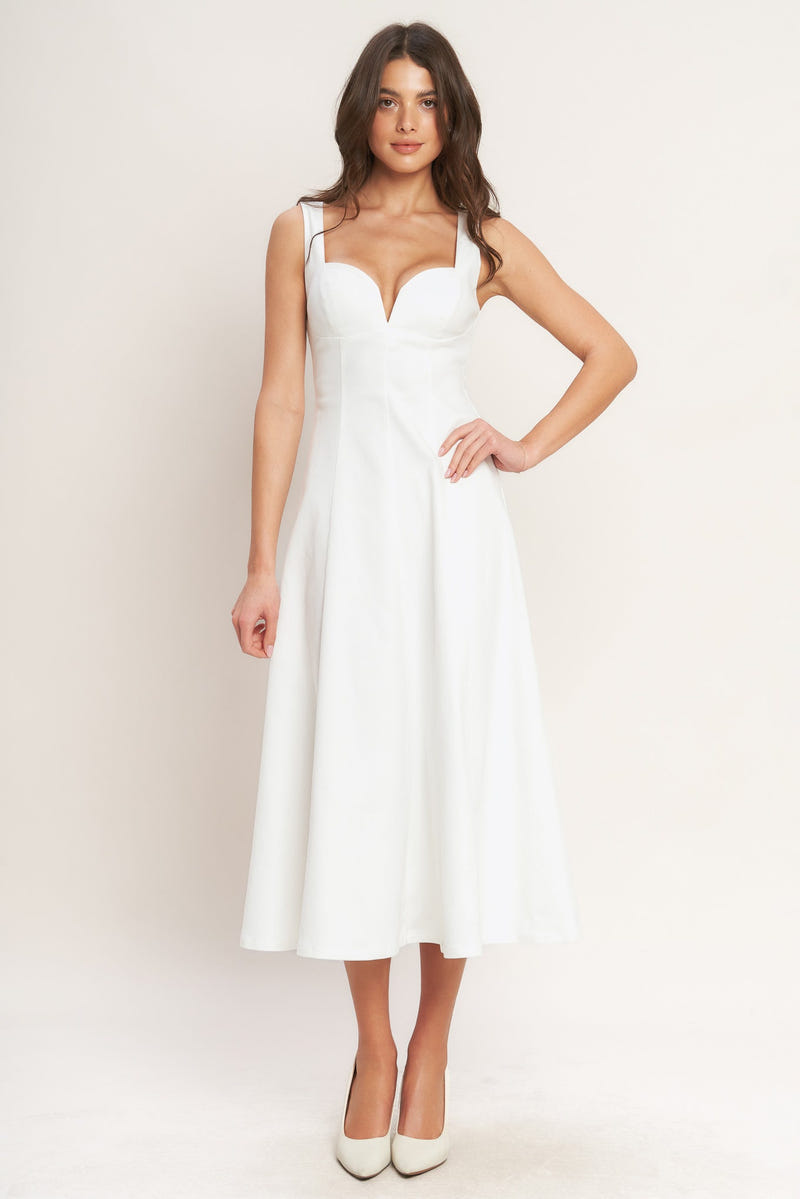 BALANCED PROPORTION WHITE MIDI DRESS