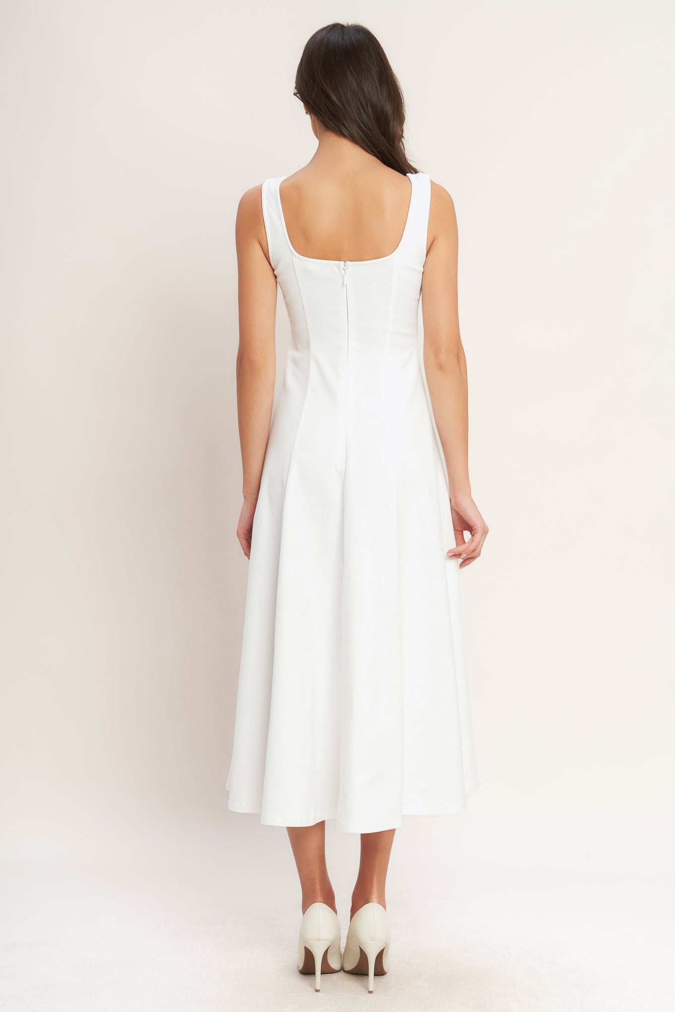 BALANCED PROPORTION WHITE MIDI DRESS