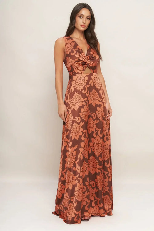 AURORA FLEUR BROWN MAXI DRESS