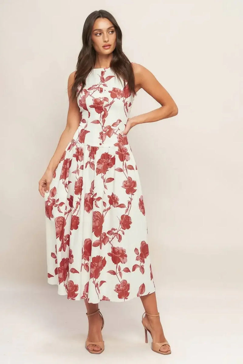 ROMA FLORAL MIDI DRESS