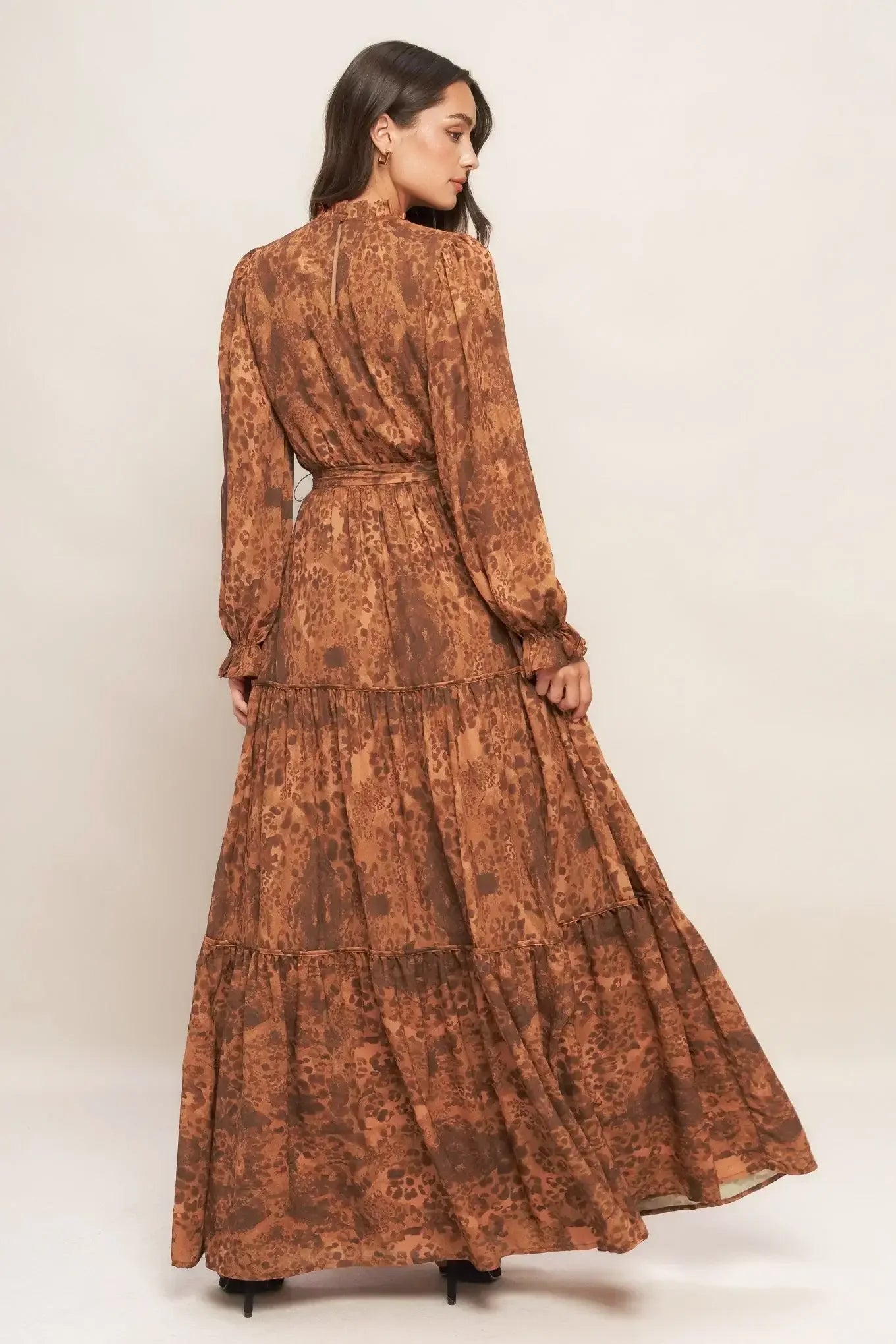 Long brown patterned dress