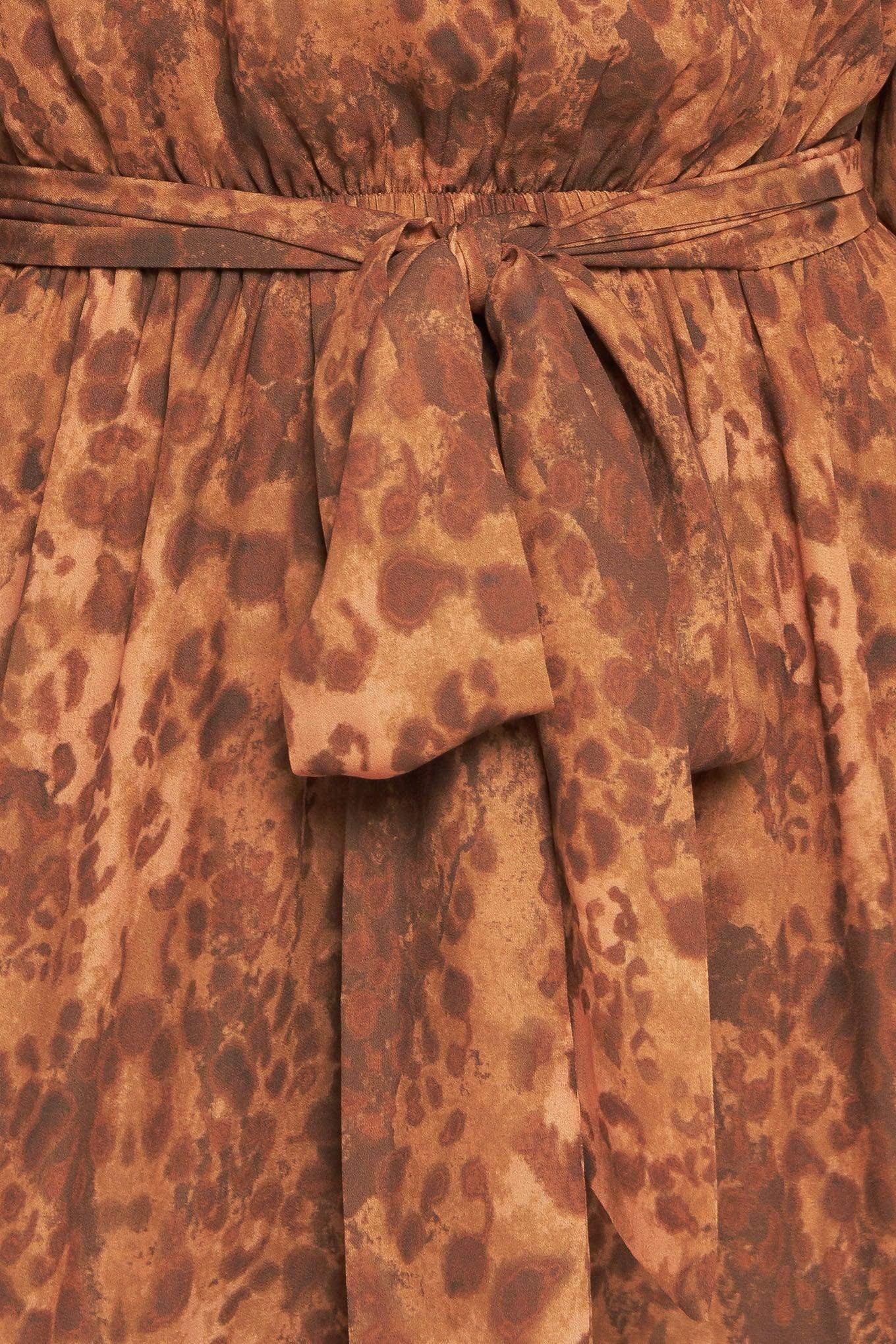 Long brown patterned dress