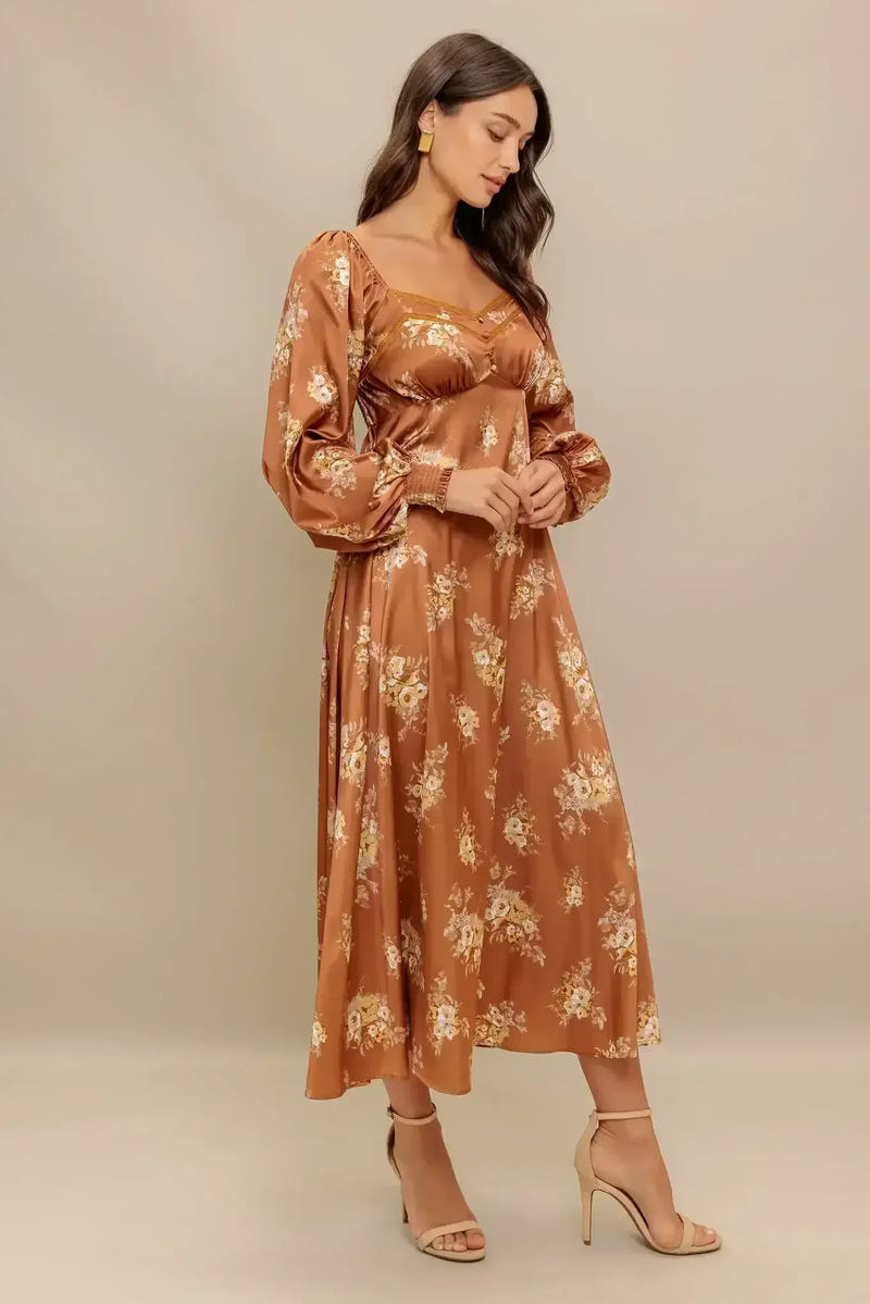 CARMELA MIDI DRESS - BRONZE - FINAL SALE