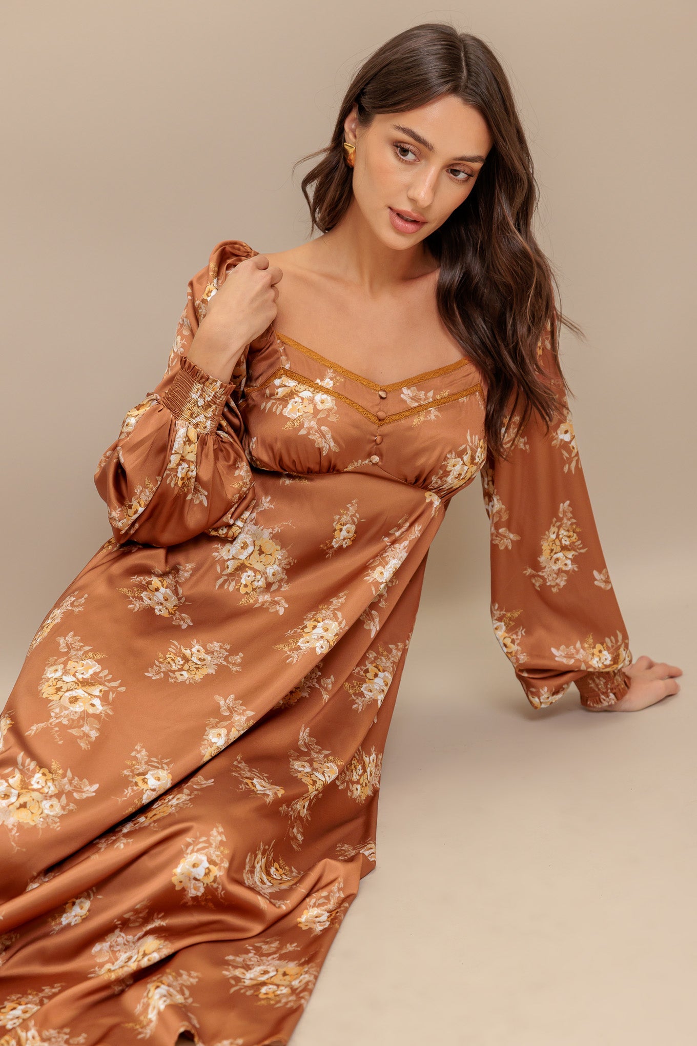 CARMELA MIDI DRESS - BRONZE | LADY BLACK TIE