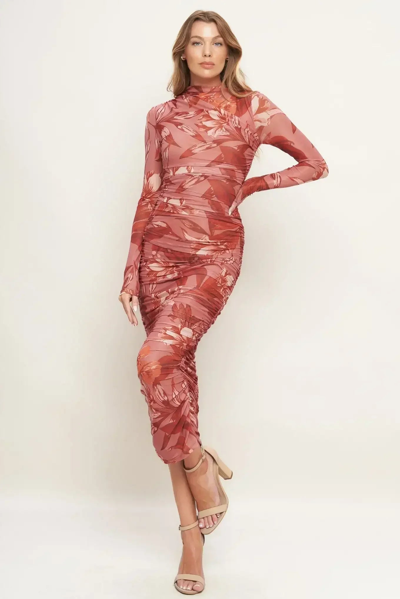 INSTA WORTHY SIENNA POWER MESH MIDI DRESS - FINAL SALE