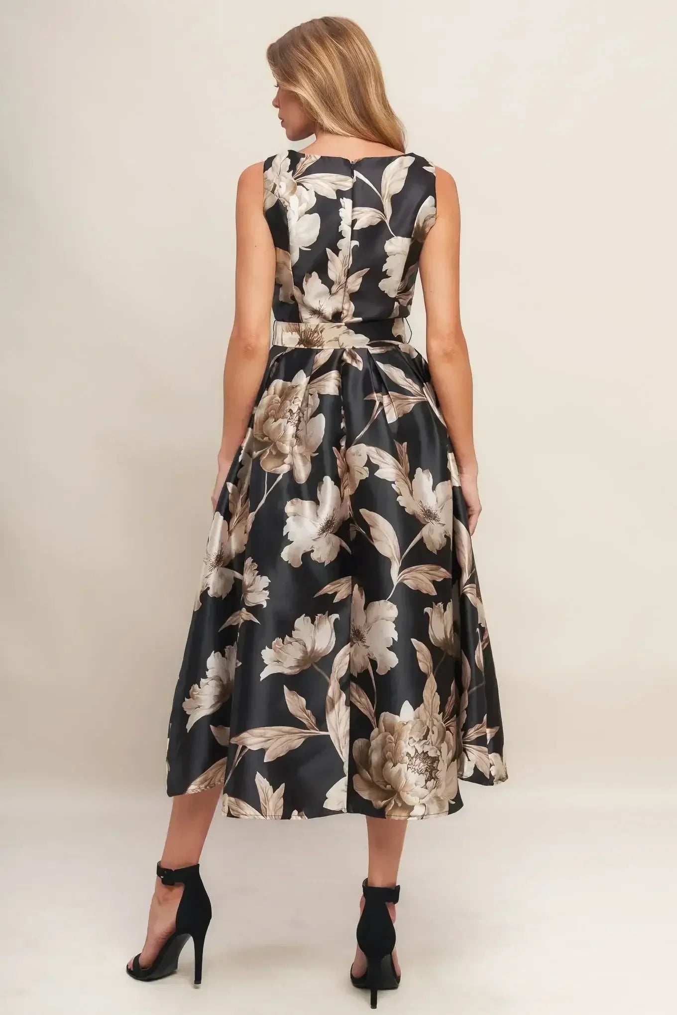 MOONBEAM BLOSSOM MIDI DRESS - BLACK 