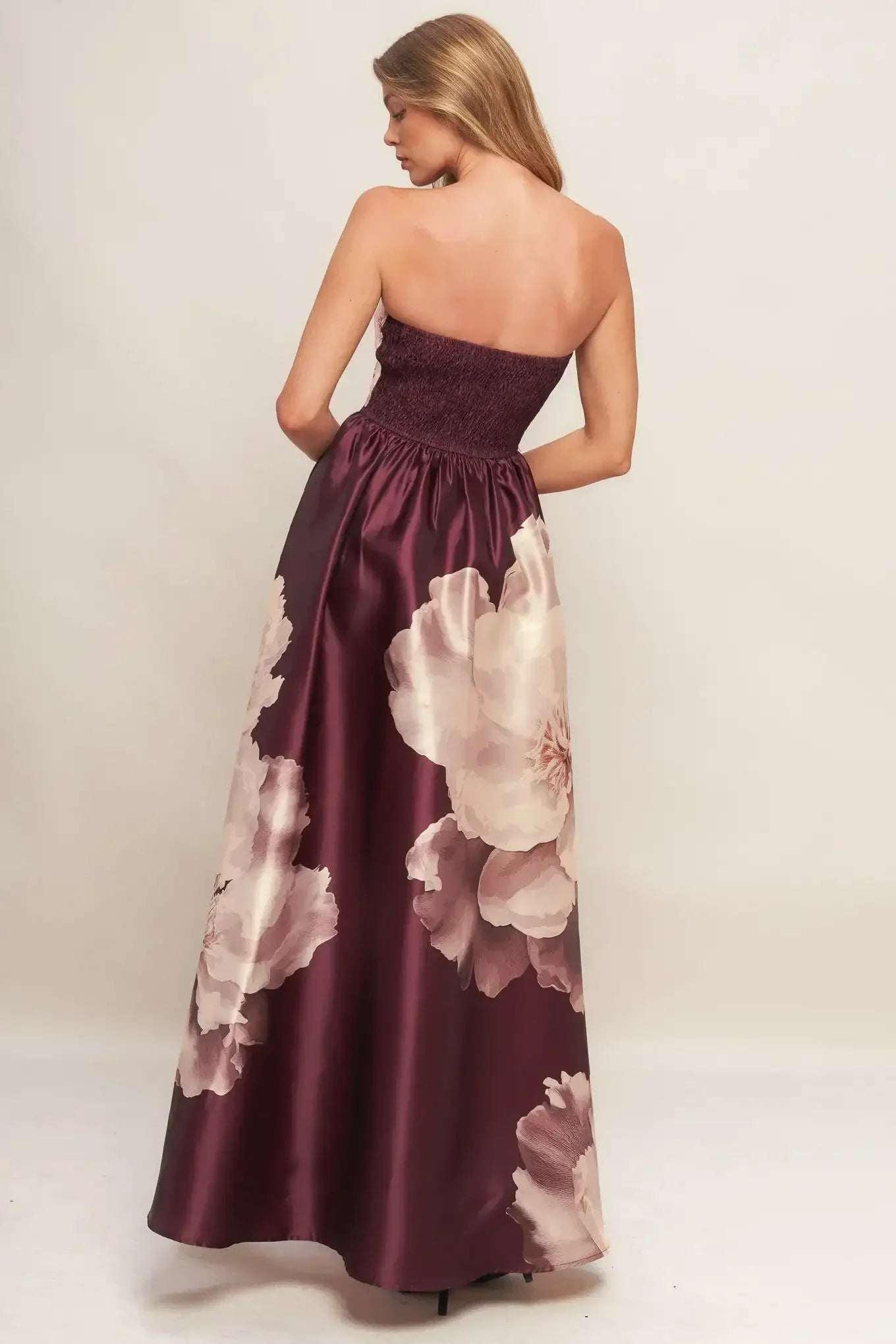 LUXE PEONY MAXI DRESS - BURGUNDY - FINAL SALE