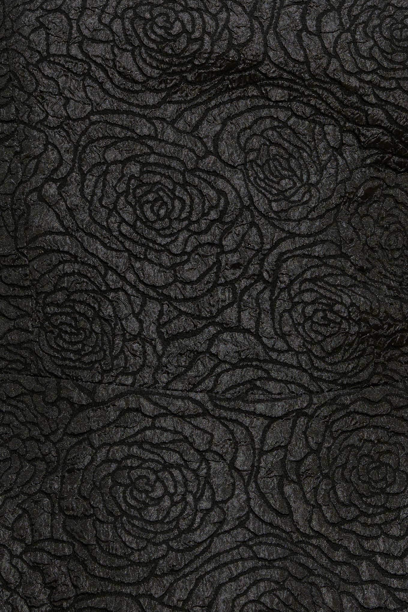 MIDNIGHT GRACE TEXTURED FLORAL BLACK MIDI DRESS