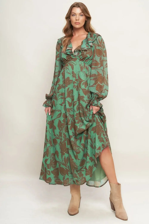 BOTANIC DREAMS SAGE MAXI DRESS