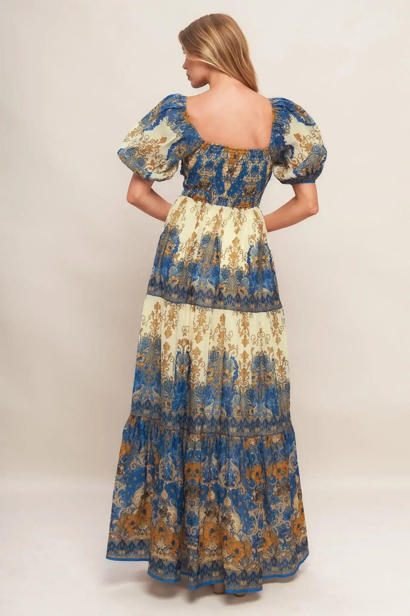 MIDNIGHT SERENADE EMPIRE WAIST NAVY MAXI DRESS