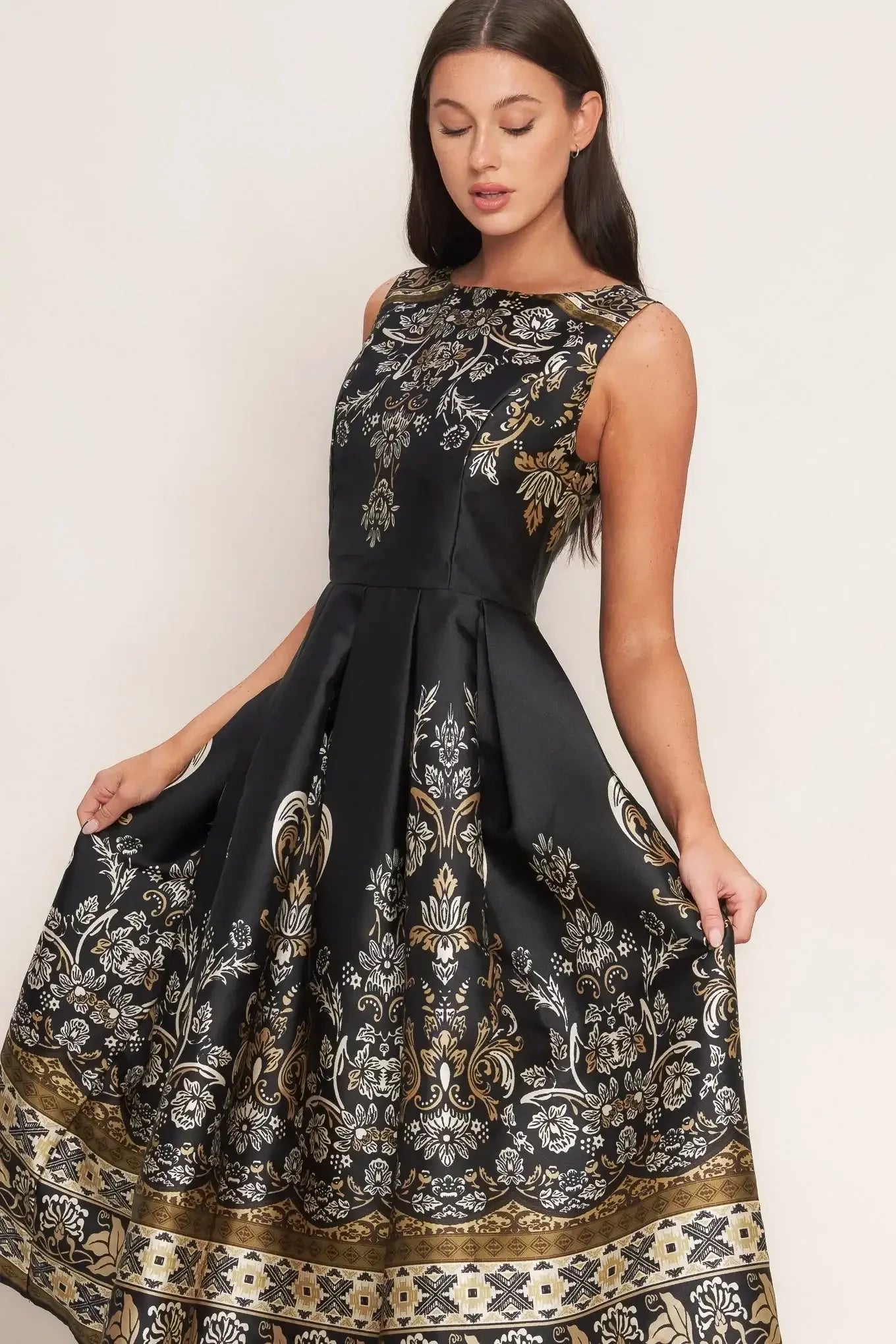 Black floral patterned dress