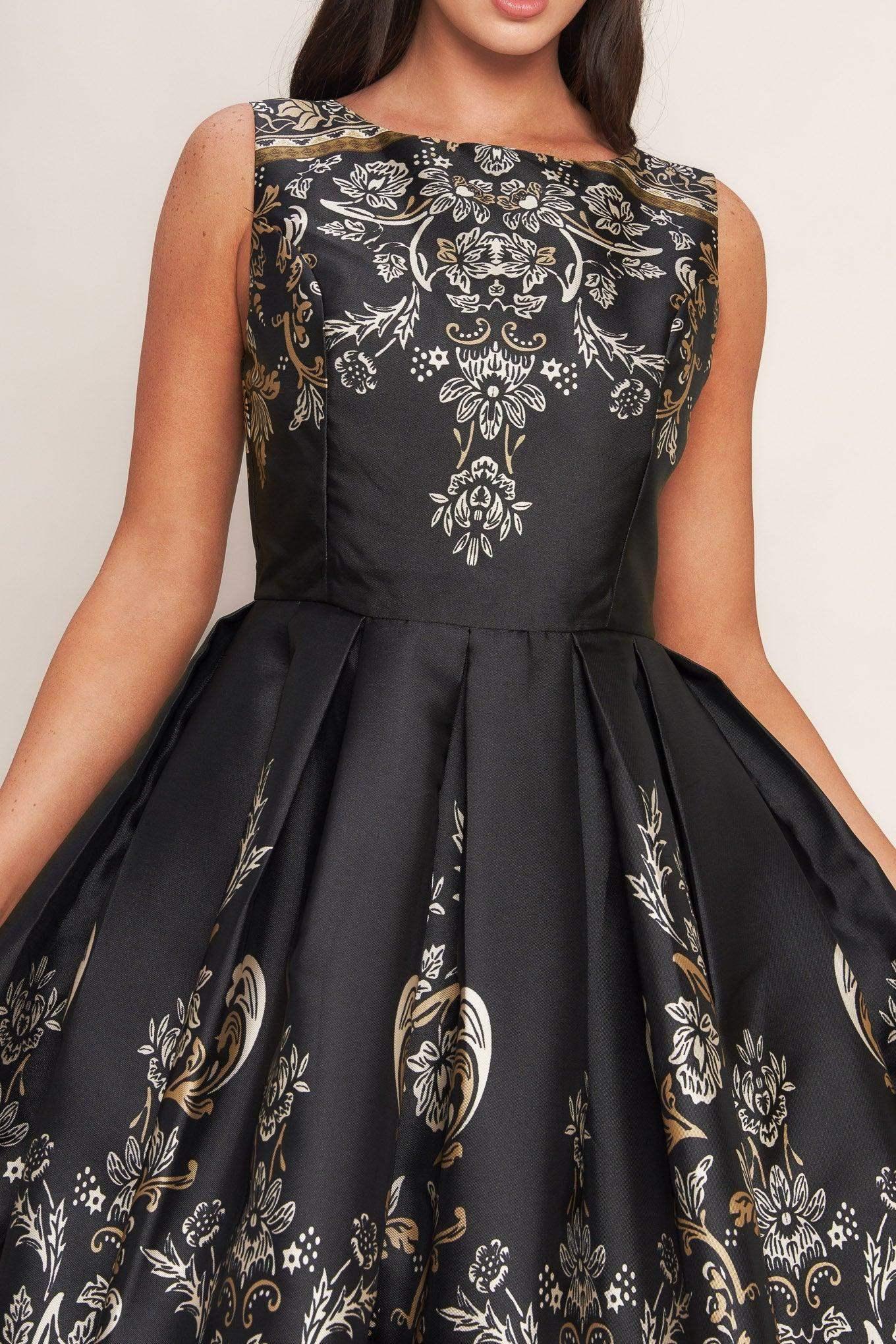 Black floral patterned dress