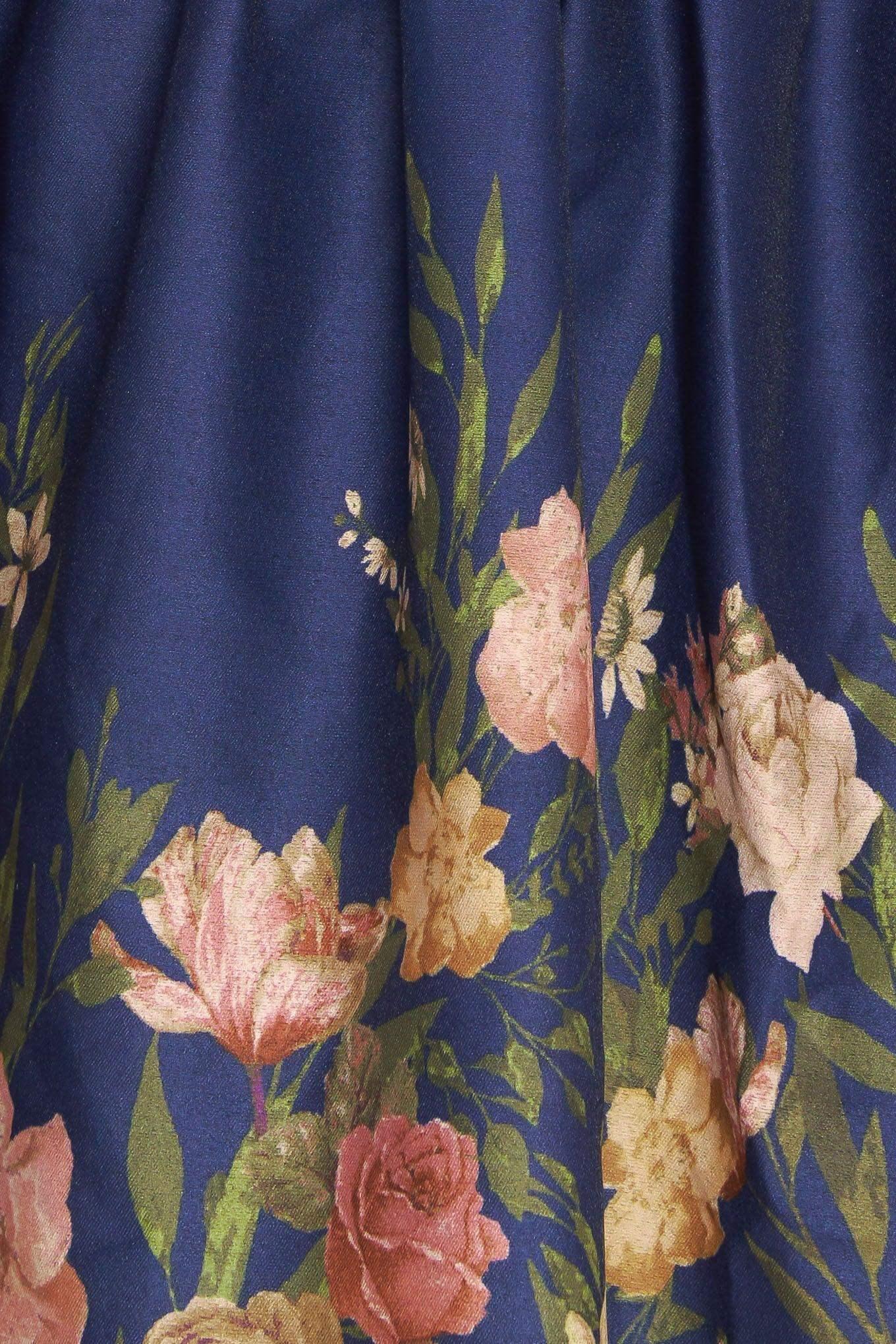 Navy floral dress with long sleeves