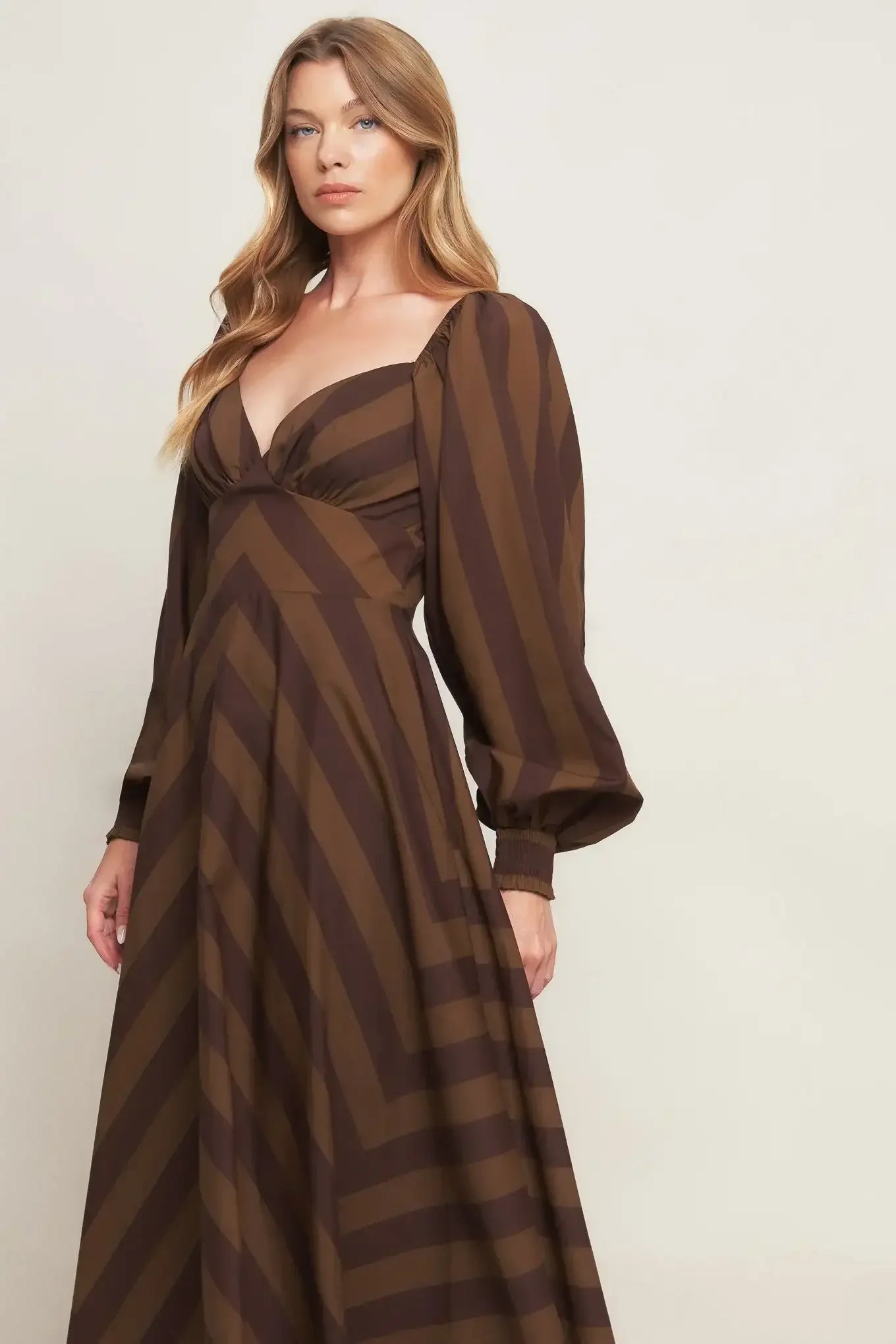 Brown and black striped dress